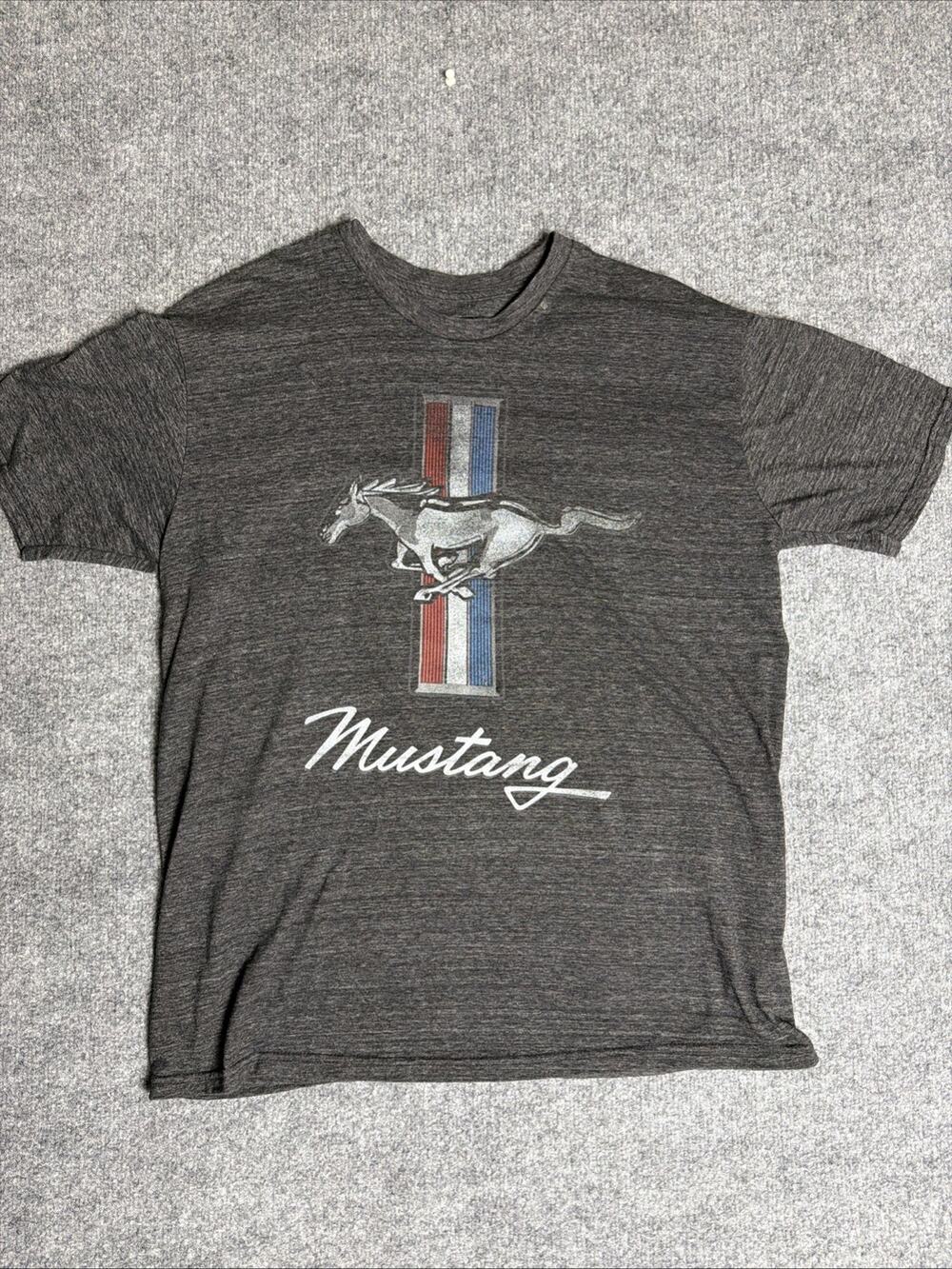 Ford Mustang T-Shirt, Men’s L Gray Tri Blend Officially Licensed Graphic Ford